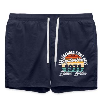 Cadeau Les légendes sont nées en Septembre 1971 - Short de bain - bleu marine - Devant - AI Model Male 185 light (185cm)