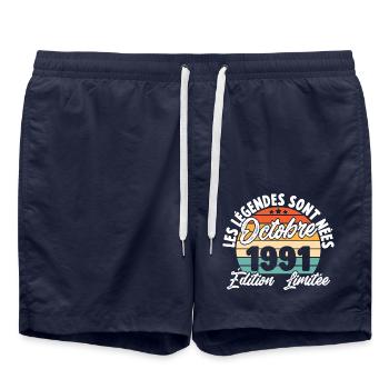 Cadeau Les légendes sont nées en Octobre 1991 - Short de bain - bleu marine - Devant - AI Model Male 185 light (185cm)