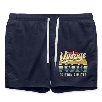 Vintage Birthday Gift 1978 Limited Edition - Swim Trunks - french navy - Front - AI Model Male 185 light (185cm)