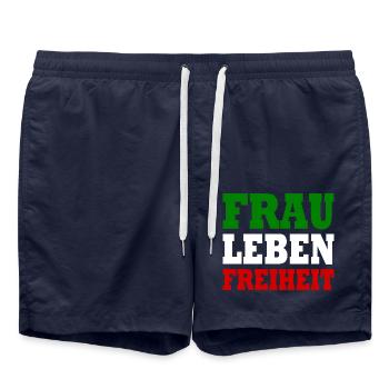 Frau leben freiheit - Badeshorts - French Navy - Vorne - AI Model Male 185 light (185cm)