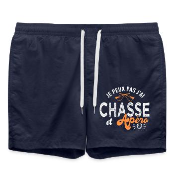 je peux pas j ai chasse Cadeau cool chasseur - Short de bain - bleu marine - Devant - AI Model Male 185 light (185cm)