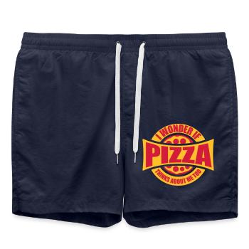 pizza thinks about me - Badeshorts - French Navy - Vorne - AI Model Male 185 light (185cm)