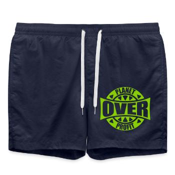 planet over profit Zitat - Badeshorts - French Navy - Vorne - AI Model Male 185 light (185cm)