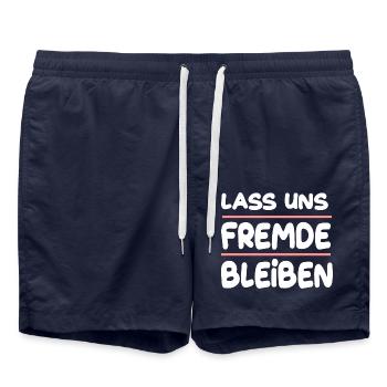 Lass Uns Fremde Bleiben für Männer und Fauen - Badeshorts - French Navy - Vorne - AI Model Male 185 light (185cm)