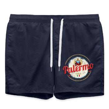 Palermo City Sicily Italy Vintage Sovenir - Swim Trunks - french navy - Front - AI Model Male 185 light (185cm)