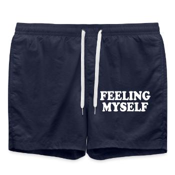 feeling myself - Badeshorts - French Navy - Vorne - AI Model Male 185 light (185cm)