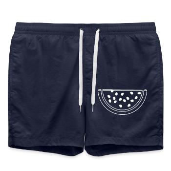 Wassermelone Melone - Badeshorts - French Navy - Vorne - AI Model Male 185 light (185cm)
