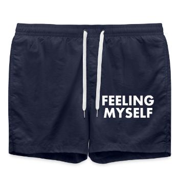 feeling myself - Badeshorts - French Navy - Vorne - AI Model Male 185 light (185cm)