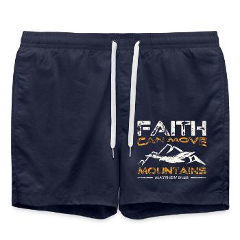 Faith can move Mountains, christliches Geschenk. - Badeshorts - French Navy - Vorne - AI Model Male 185 light (185cm)