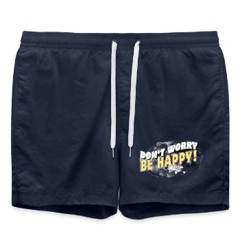 DONT WORRY BE HAPPY neg BACKGROUND stormy - Badeshorts - French Navy - Vorne - AI Model Male 185 light (185cm)