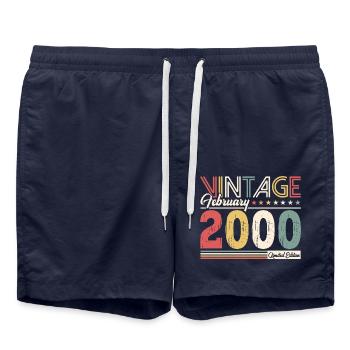 25ème anniversaire cadeau mari Original février 2000 - Short de bain - bleu marine - Devant - AI Model Male 185 light (185cm)