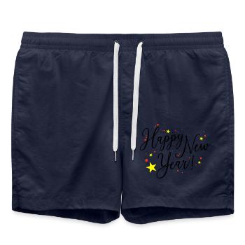 Bonne Année, Nouvel An, Réveillon du Nouvel An - Short de bain - bleu marine - Devant - AI Model Male 185 light (185cm)