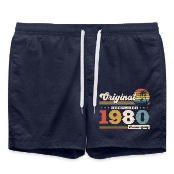 44ème Anniversaire Légende Décembre 1980 Vintage 80's - Short de bain - bleu marine - Devant - AI Model Male 185 light (185cm)