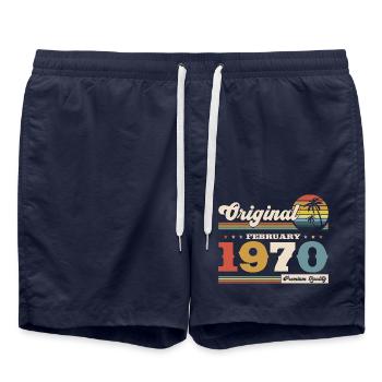 55ème anniversaire cadeau mari Original février 1970 - Short de bain - bleu marine - Devant - AI Model Male 185 light (185cm)