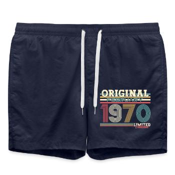 55ème anniversaire cadeau mari Original février 1970 - Short de bain - bleu marine - Devant - AI Model Male 185 light (185cm)