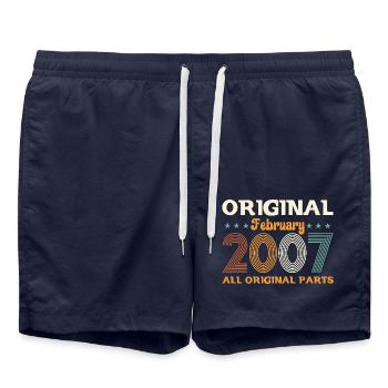 18th Birthday Gift Husband Original February 2007 - Swim Trunks - french navy - Front - AI Model Male 185 light (185cm)