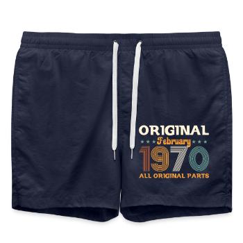 55ème anniversaire cadeau mari Original février 1970 - Short de bain - bleu marine - Devant - AI Model Male 185 light (185cm)