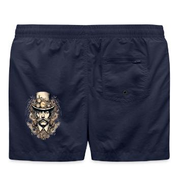 Steampunk Gentleman mit Uhren - Badeshorts - French Navy - Hinten