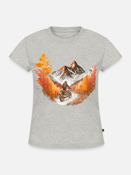 Motorrad Berge / Motorradfahrer - SLIM FIT Frauen Organic T-Shirt - Grau meliert