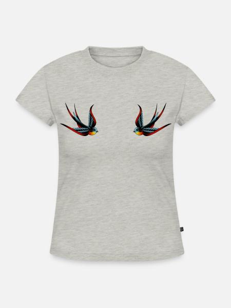 Schwalben - SLIM FIT Frauen Organic T-Shirt - Grau meliert