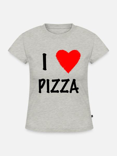 I Love Pizza - SLIM FIT Frauen Organic T-Shirt - Grau meliert