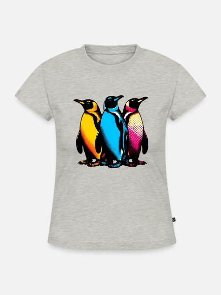 Pinguine Pinguine - SLIM FIT Frauen Organic T-Shirt - Grau meliert