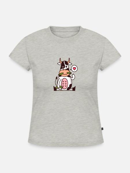 Kühe Cartoon Comic Kuh - SLIM FIT Frauen Organic T-Shirt - Grau meliert