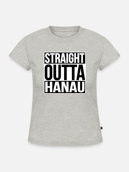 STRAIGHT OUTTA HANAU - SLIM FIT Frauen Organic T-Shirt - Grau meliert