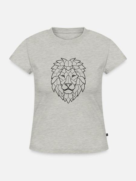 Löwe - SLIM FIT Frauen Organic T-Shirt - Grau meliert
