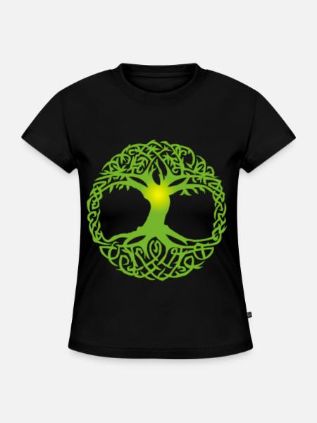 Keltischer Baum - SLIM FIT Frauen Organic T-Shirt - Schwarz