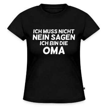 Ich bin die Oma - SLIM FIT Frauen Organic T-Shirt - Schwarz - Vorne - Selfina (174cm)