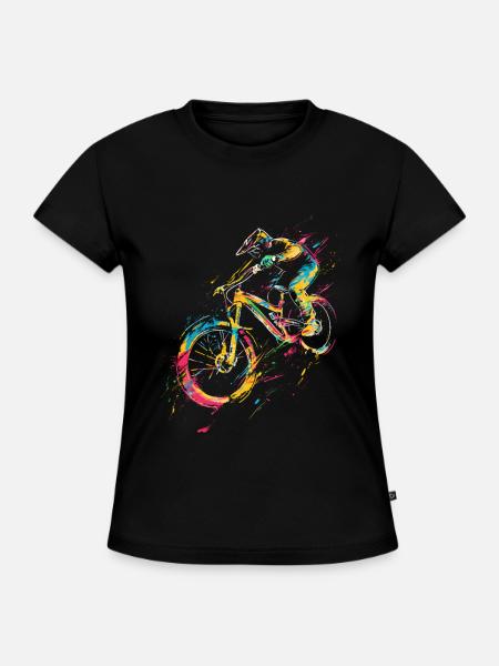 Mountainbiken - SLIM FIT Frauen Organic T-Shirt - Schwarz