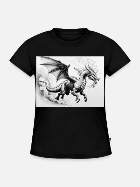 Entschlossener Drache mit Feuerflügeln - SLIM FIT Frauen Organic T-Shirt - Schwarz