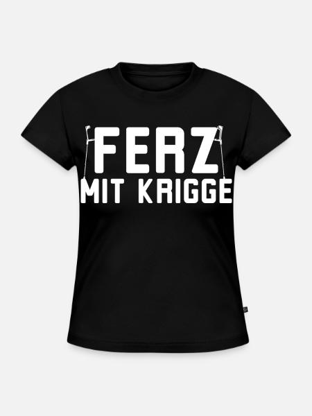 Ferz mit Krigge Hessisch Hessen Dialekt - SLIM FIT Frauen Organic T-Shirt - Schwarz