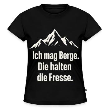 Ich mag Berge Die halten die Fresse - SLIM FIT Frauen Organic T-Shirt - Schwarz - Vorne - Selfina (174cm)