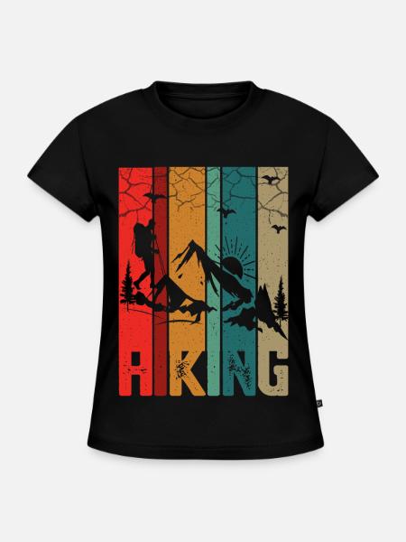 Wandern - SLIM FIT Frauen Organic T-Shirt - Schwarz