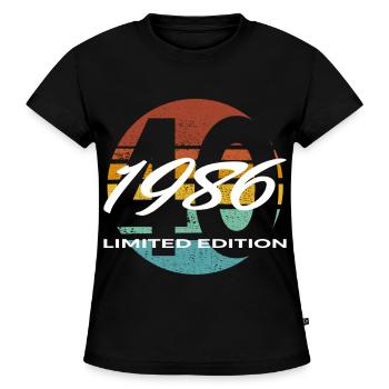 40. Geburtstag 1986 Geschenk für Männer und Frauen - SLIM FIT Frauen Organic T-Shirt - Schwarz - Vorne - Selfina (174cm)