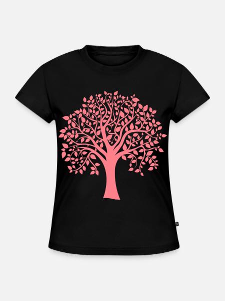 Icon Roter Jumbo-Baum Muster-Silhouette - SLIM FIT Frauen Organic T-Shirt - Schwarz