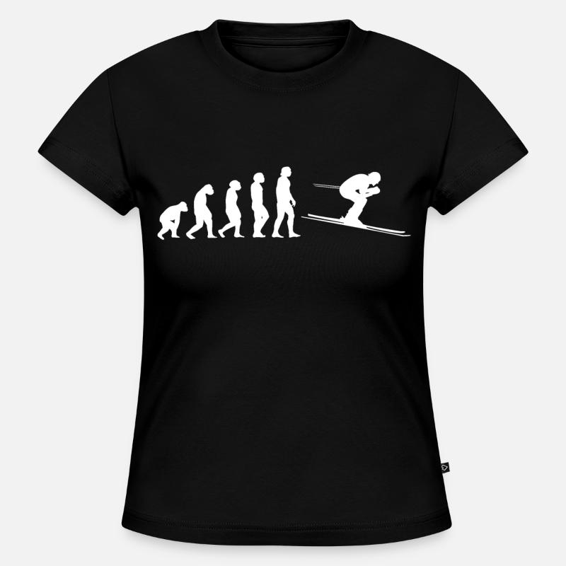 Skiing evolution - SLIM FIT Women's Organic T-Shirt - black