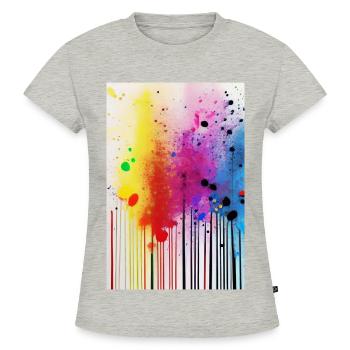 Farbspritzer und Linien - SLIM FIT Frauen Organic T-Shirt - Grau meliert - Vorne - Selfina (174cm)