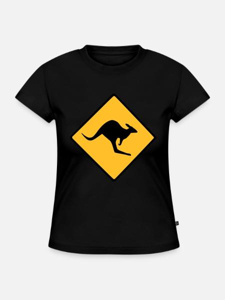 Roadsign Känguruh - SLIM FIT Frauen Organic T-Shirt - Schwarz