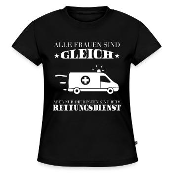 Rettungsdienst Shirt-Beste - SLIM FIT Frauen Organic T-Shirt - Schwarz - Vorne - Selfina (174cm)