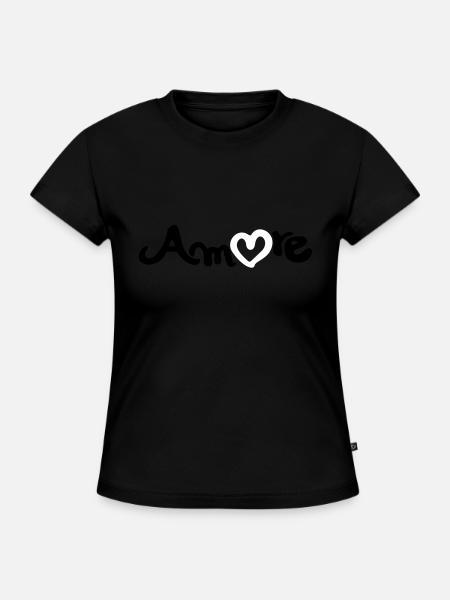 amore - SLIM FIT Frauen Organic T-Shirt - Schwarz