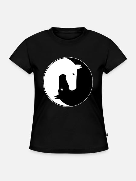 Yin yang Pferd - SLIM FIT Frauen Organic T-Shirt - Schwarz