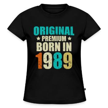 1989 Original Birthday Year - T-shirt bio SLIM FIT Femme - noir - Devant - Selfina (174cm)
