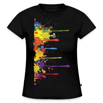 Blob Painting / Splat Painting - SLIM FIT Women's Organic T-Shirt - black - Front - Selfina (174cm)