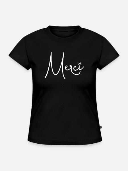 Merci - SLIM FIT Frauen Organic T-Shirt - Schwarz