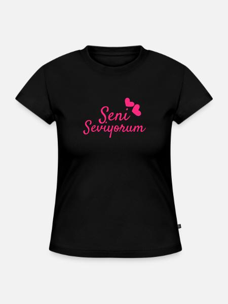 Seni Seviyorum Türkisch - SLIM FIT Frauen Organic T-Shirt - Schwarz