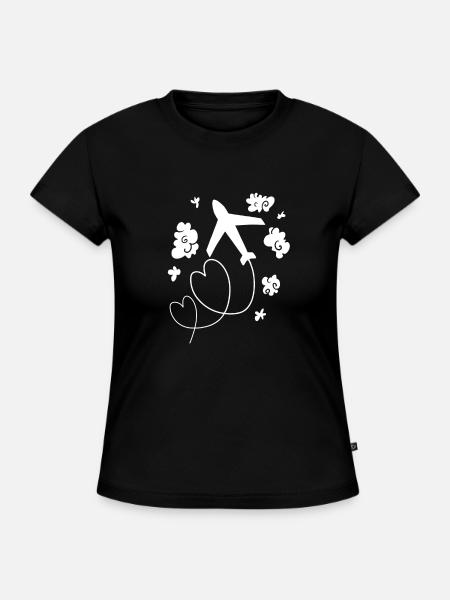 Flugzeug - SLIM FIT Frauen Organic T-Shirt - Schwarz