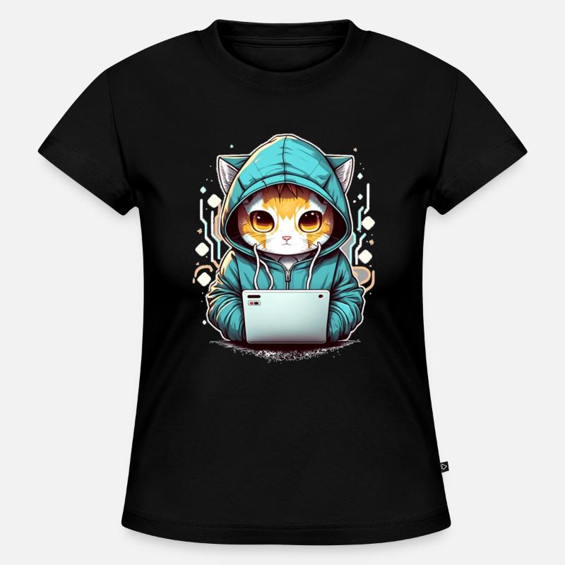 Coding cat - SLIM FIT Women's Organic T-Shirt - black